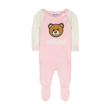 Moschino Kids Tutina rosa in Lana con Teddy Bear per Neonati