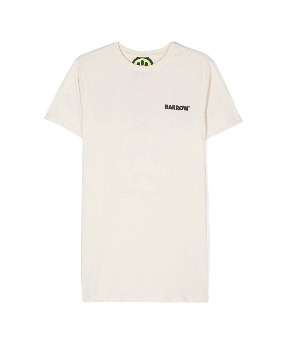 Barrow Kids Abito Crema con Stampa Logo per Bambine