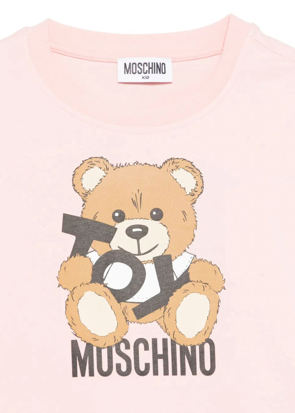 Moschino Kids T-shirt Crop Rosa con Stampa Toy per Bambine (dettaglio)