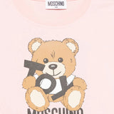 Moschino Kids T-shirt Crop Rosa con Stampa Toy per Bambine (dettaglio)