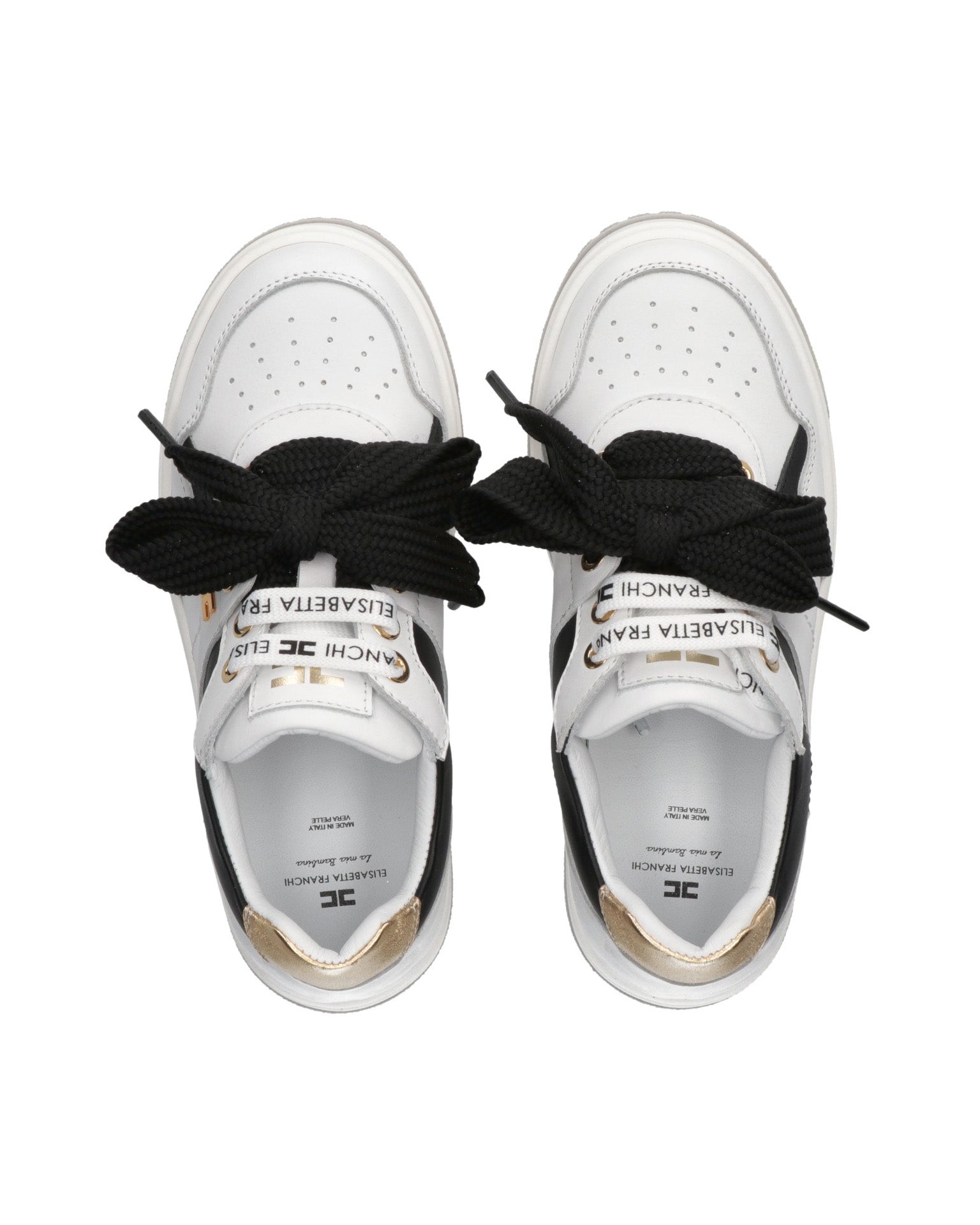 Elisabetta Franchi Kids Sneakers Bianco Nero e Oro per Bambine