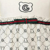 Gabriella Gucci Kids Tutina Panna e Verde All-Over per Neonate