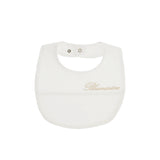 Blumarine Kids Bavetta Panna con Ricamo Logo per Neonate