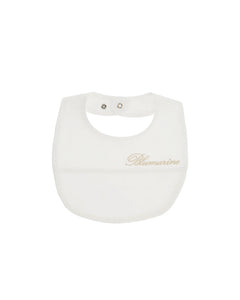 Blumarine Kids Bavetta Panna con Ricamo Logo per Neonate