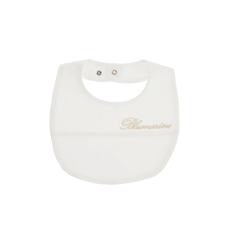 Blumarine Kids Bavetta Panna con Ricamo Logo per Neonate