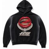 ART SUPER MONEY Kids Felpa con stampa labbra e strass per Bambini