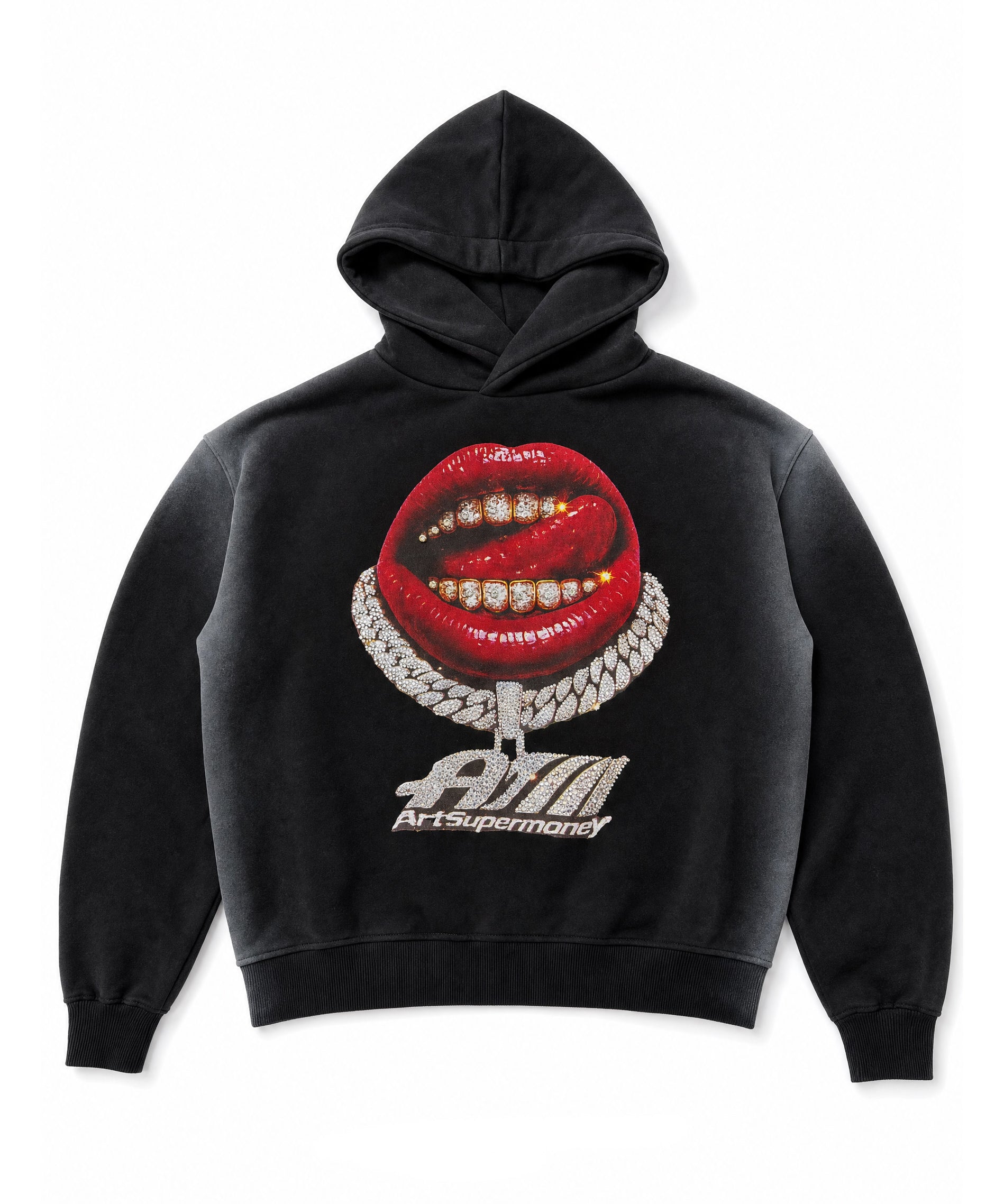 ART SUPER MONEY Kids Felpa con stampa labbra e strass per Bambini