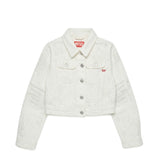 Diesel Kids Giacca in Denim Bianca con Strass e Logo Ricamato a Contrasto per Bambine