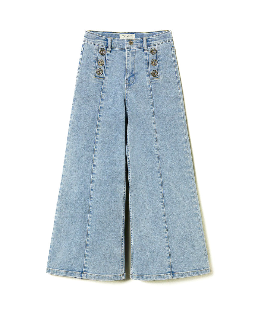 Twinset Kids Jeans Denim Wide Leg per Bambine