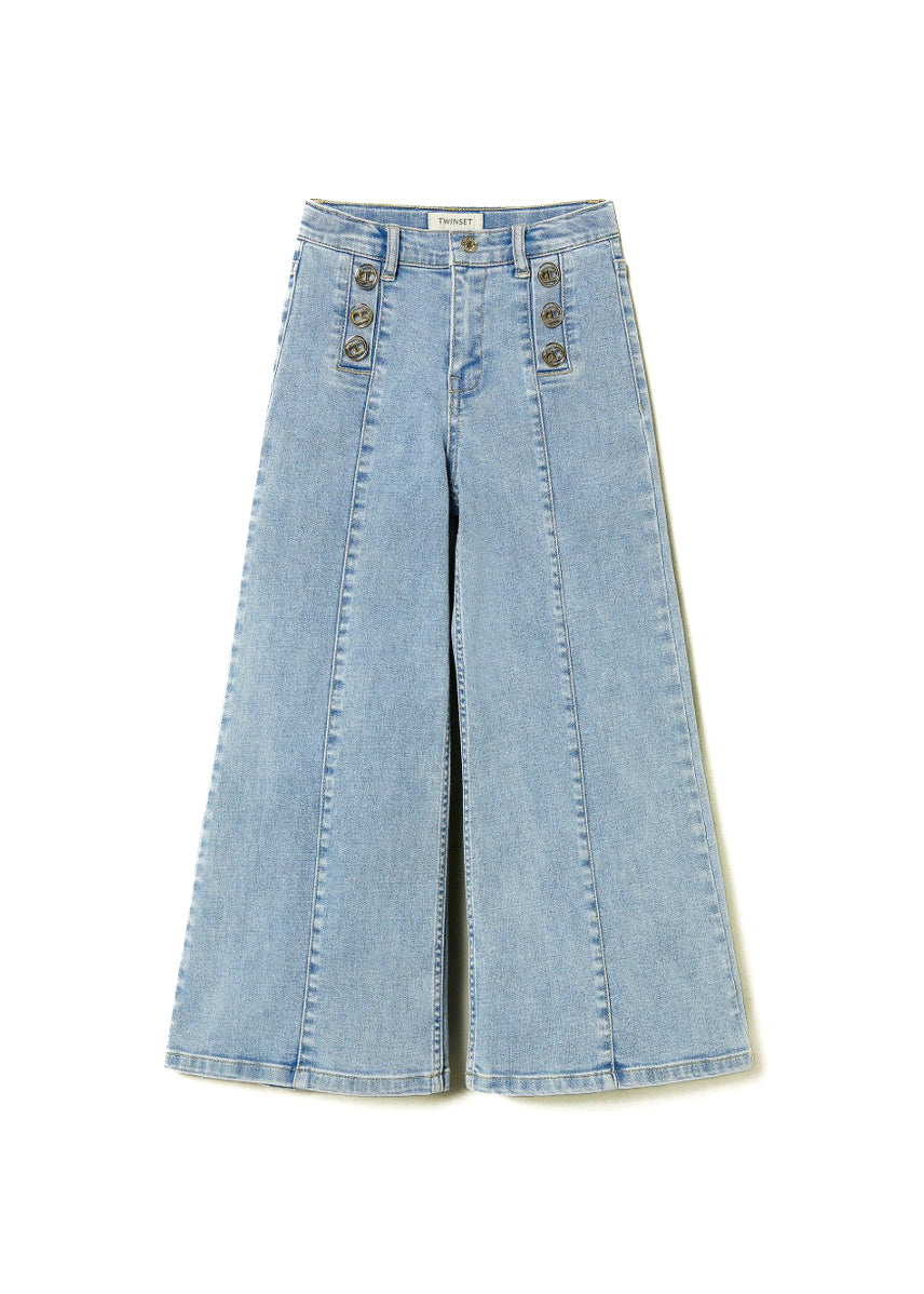 Twinset Kids Jeans Denim Wide Leg per Bambine