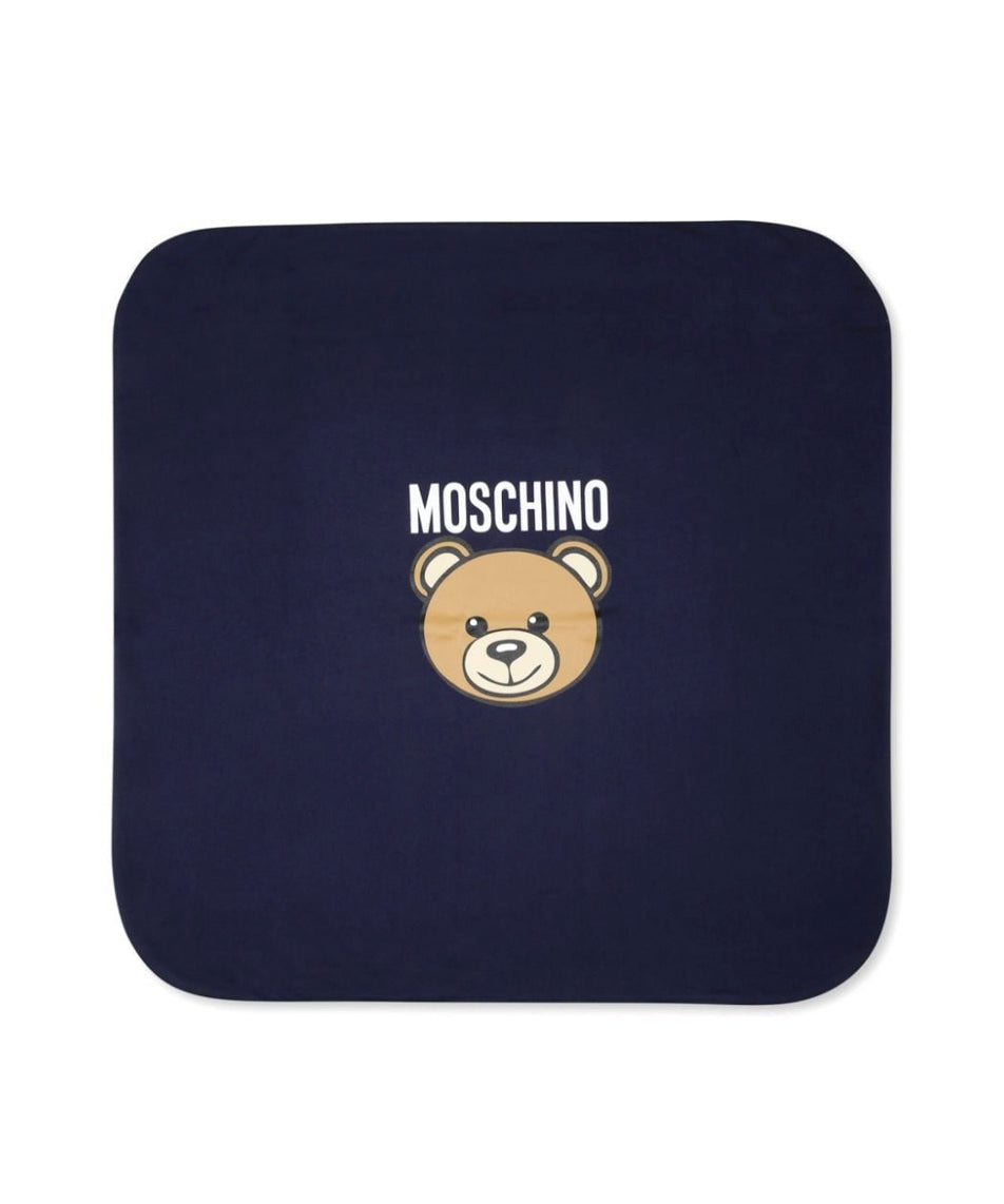 Moschino Kids Coperta Blu con Teddy Bear per Neonati 
