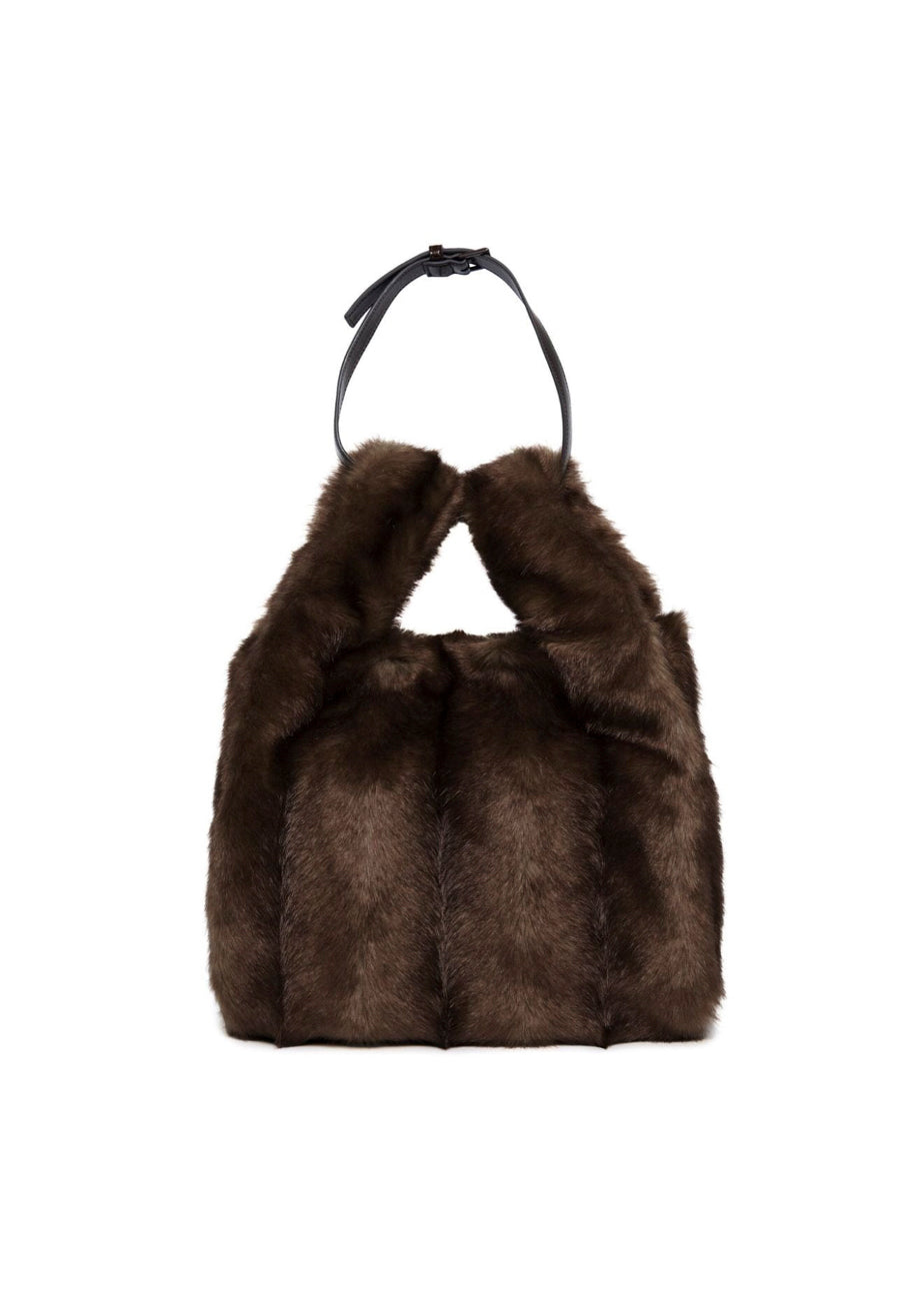 N°21 Kids Borsa Marrone Tote Fake Fur per Bambine (retro)