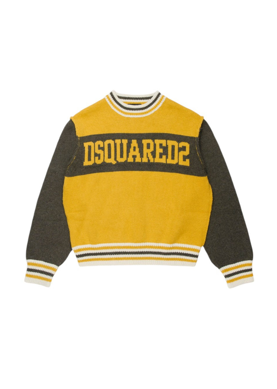 Dsquared2 Kids Maglione Girocollo Giallo con Logo per Bambini 