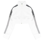 Gcds Kids Giacca Sportiva Bianco con Bande Laterali Logate per Bambine