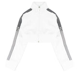 Gcds Kids Giacca Sportiva Bianco con Bande Laterali Logate per Bambine