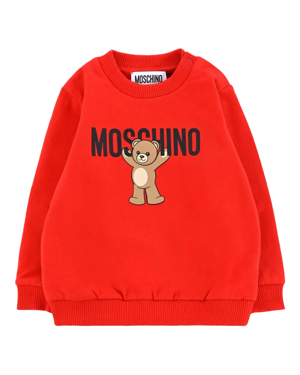 Moschino Kids Felpa Girocollo Rossa con Logo per Neonati