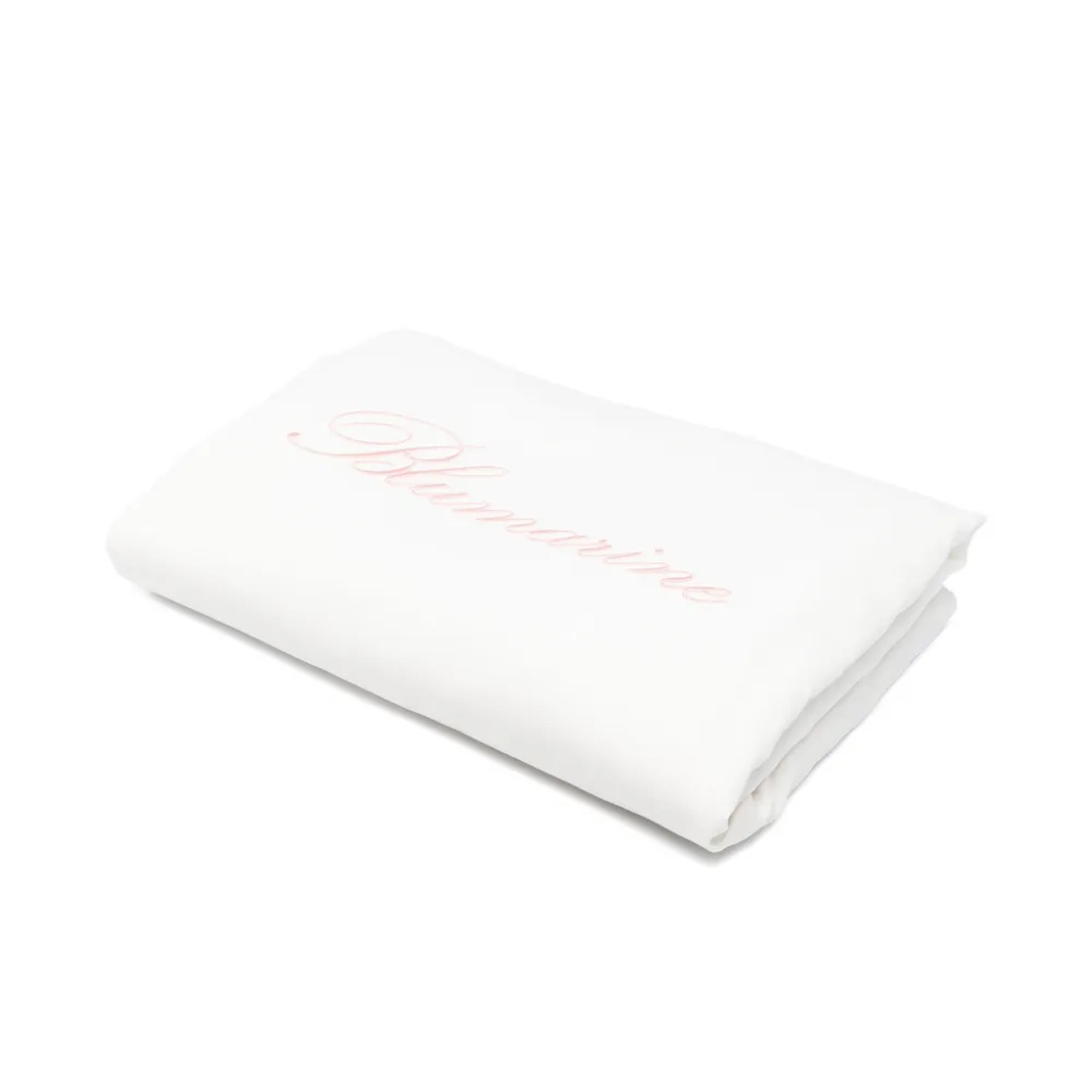 Blumarine Coperta Bianca con Logo Ricamato in Rosa per Neonate