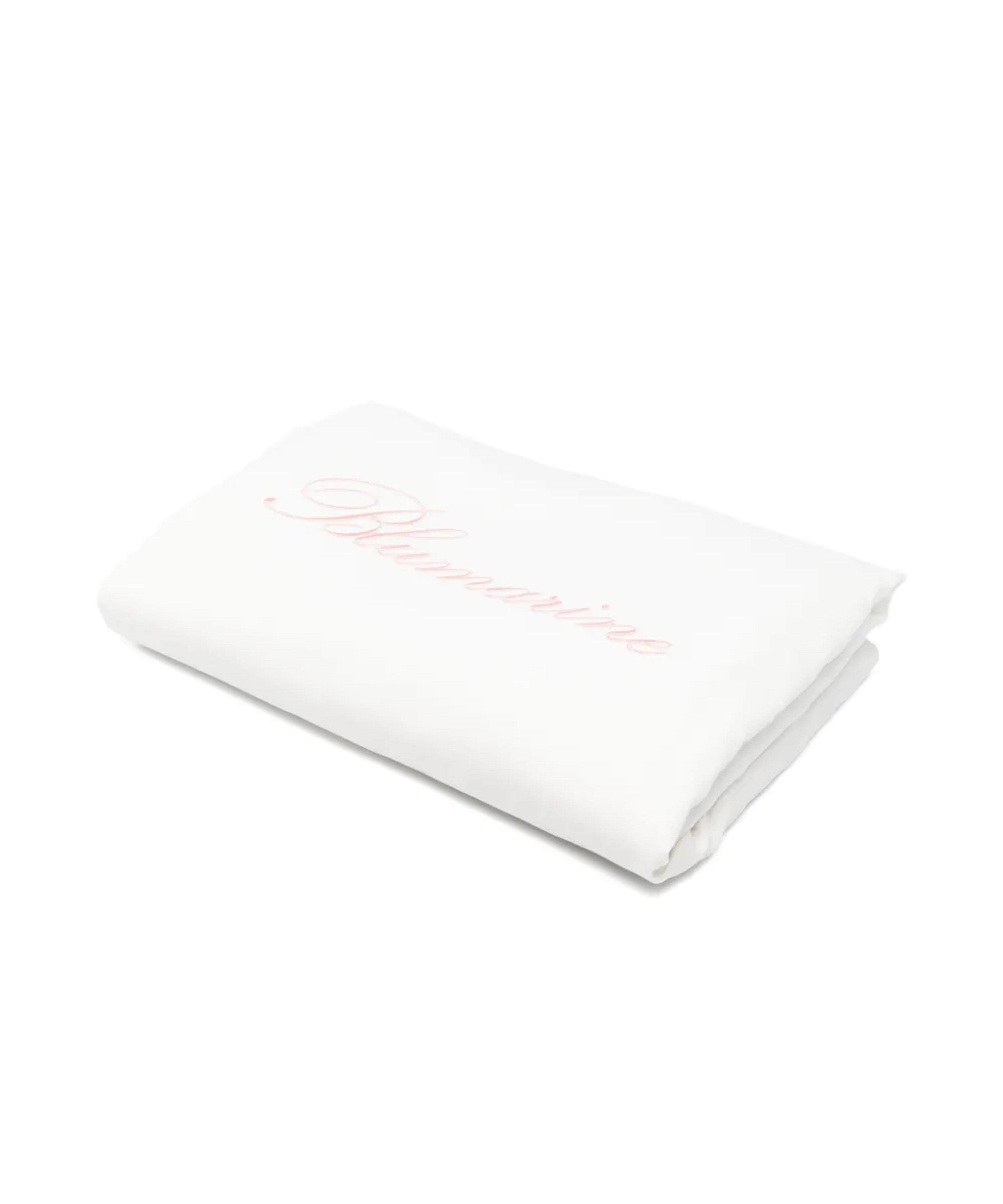 Blumarine Coperta Bianca con Logo Ricamato in Rosa per Neonate