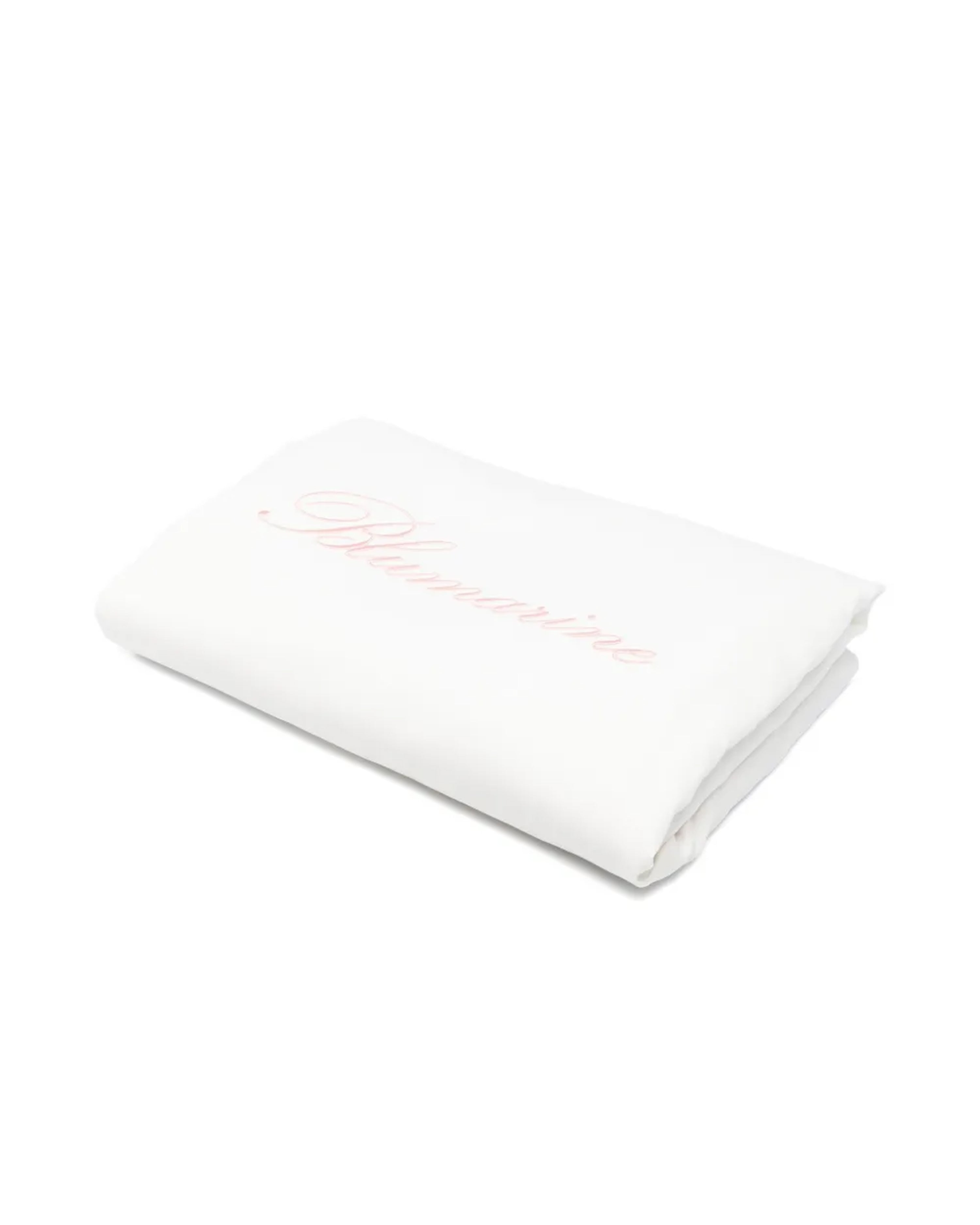 Blumarine Coperta Bianca con Logo Ricamato in Rosa per Neonate