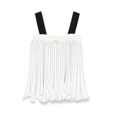 Twinset Kids Top Plissettato Bianco/Nero per Bambine