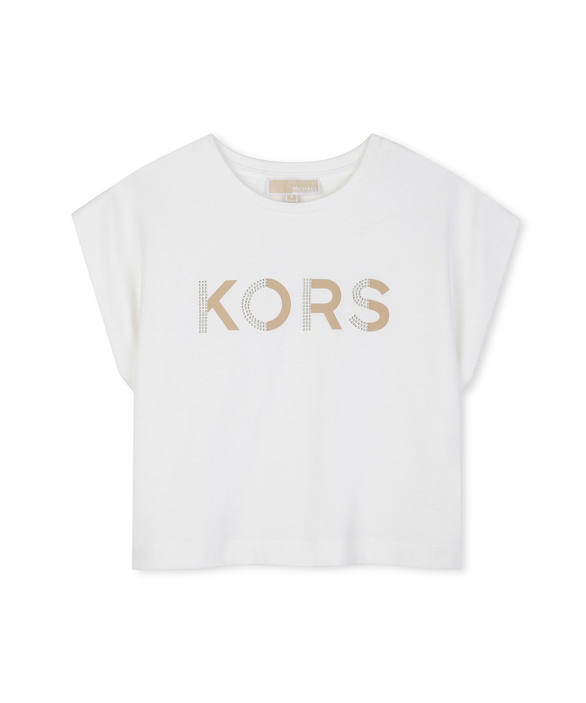 Michael Kors Kids T-Shirt Bianco con Logo Strass per Bambine