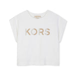 Michael Kors Kids T-Shirt Bianco con Logo Strass per Bambine