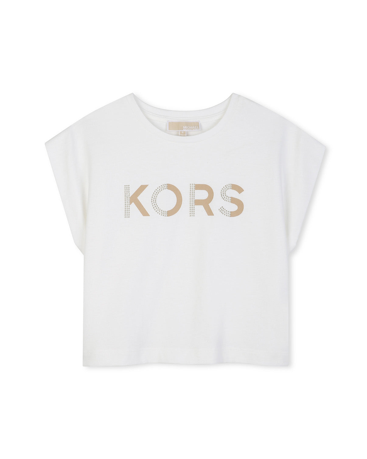 Michael Kors Kids T-Shirt Bianco con Logo Strass per Bambine