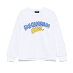 Dsquared2 Kids Felpa Bianca Girocollo con Stampa per Bambini