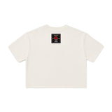 MSGM Kids T-Shirt Crema Boxy con Logo Lettering con Targhetta Rosa sul Retro per Bambine