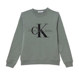 Calvin Klein Kids Felpa Verde Girocollo con Logo per Bambini
