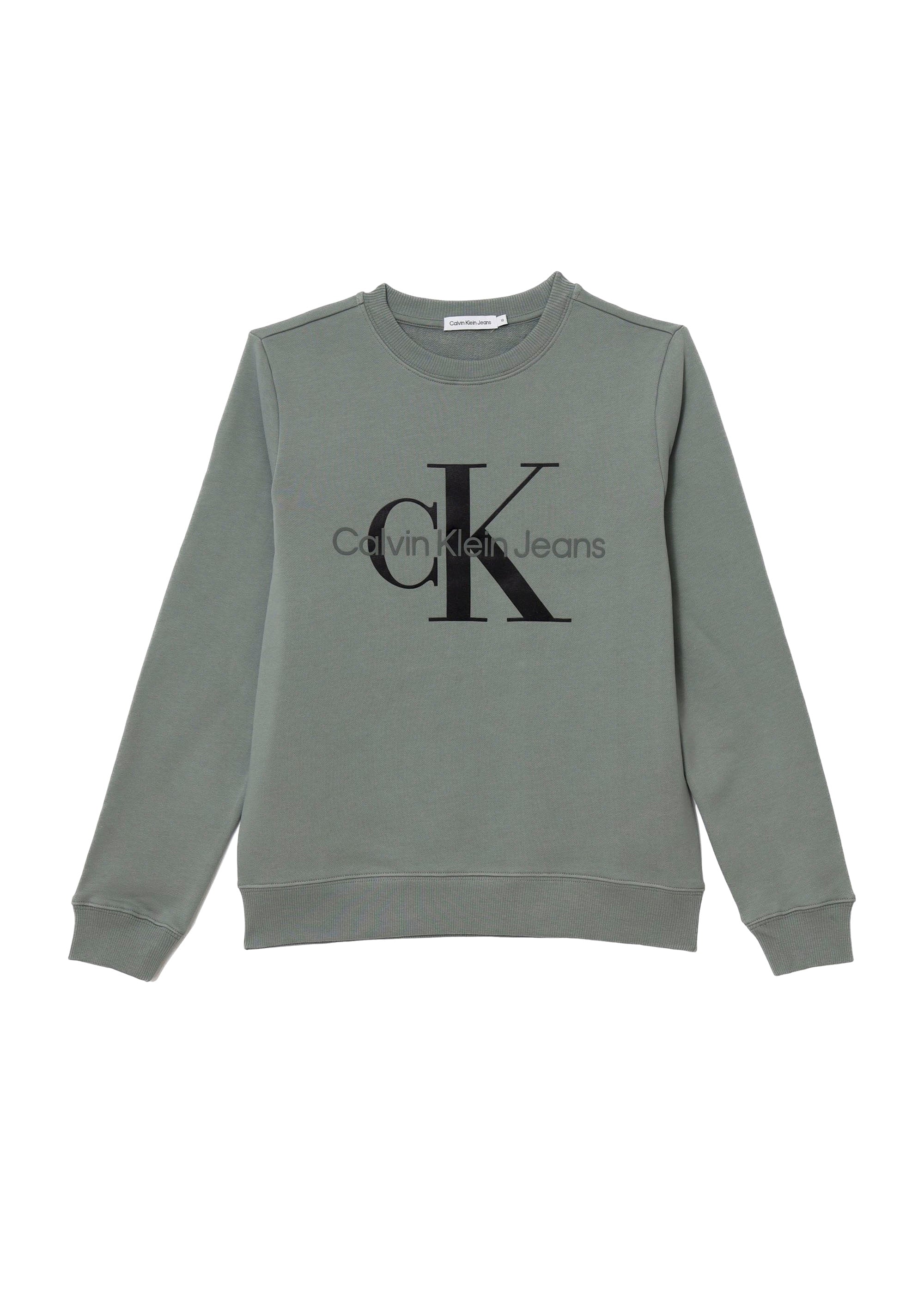 Calvin Klein Kids Felpa Verde Girocollo con Logo per Bambini
