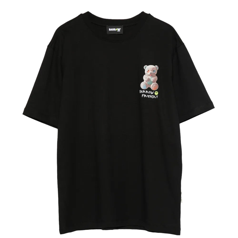 Barrow Kids T-Shirt Nero con Stampa Teddy Unisex