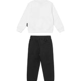 John Richmond Kids Completo Tuta in Felpa Bianca e Nera Unisex con Logo Stampato