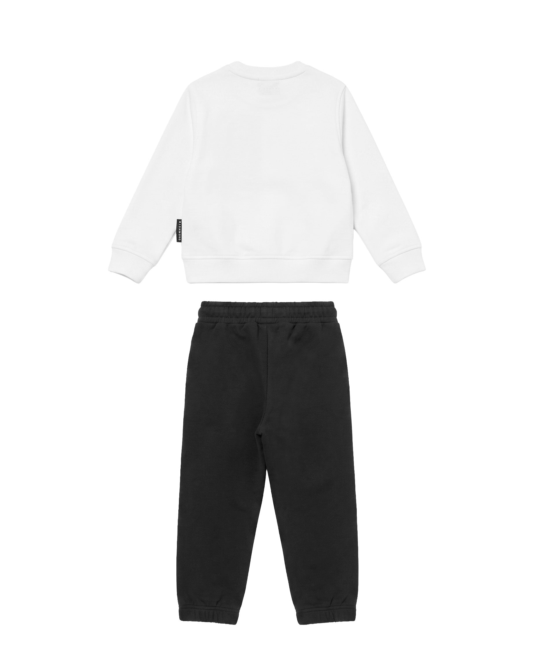 John Richmond Kids Completo Tuta in Felpa Bianca e Nera Unisex con Logo Stampato