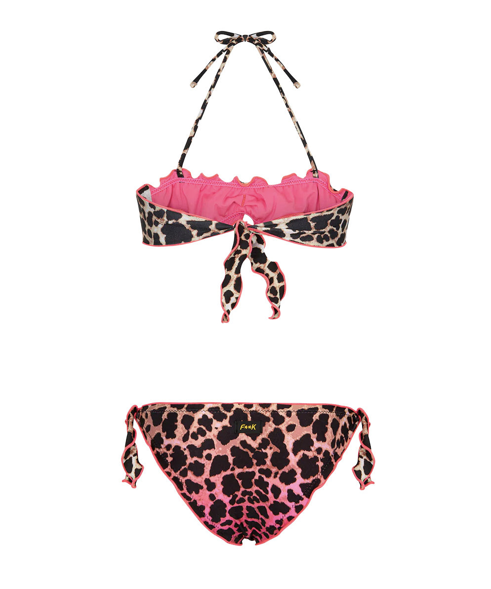 F**K Kids Costume Fantasia Leopardato Rosa per Bambine