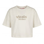 Vicolo Kids T-Shirt Off-White con Logo con Applicazioni per Bambine