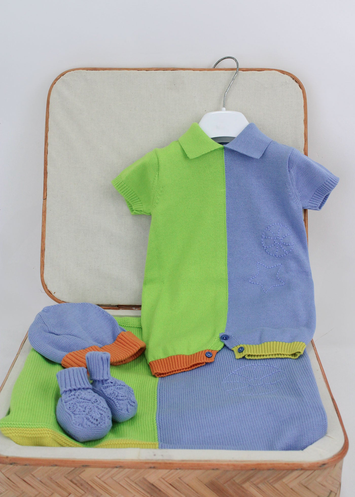 Le Coconne Corredino Azzurro/Verde per Neonati