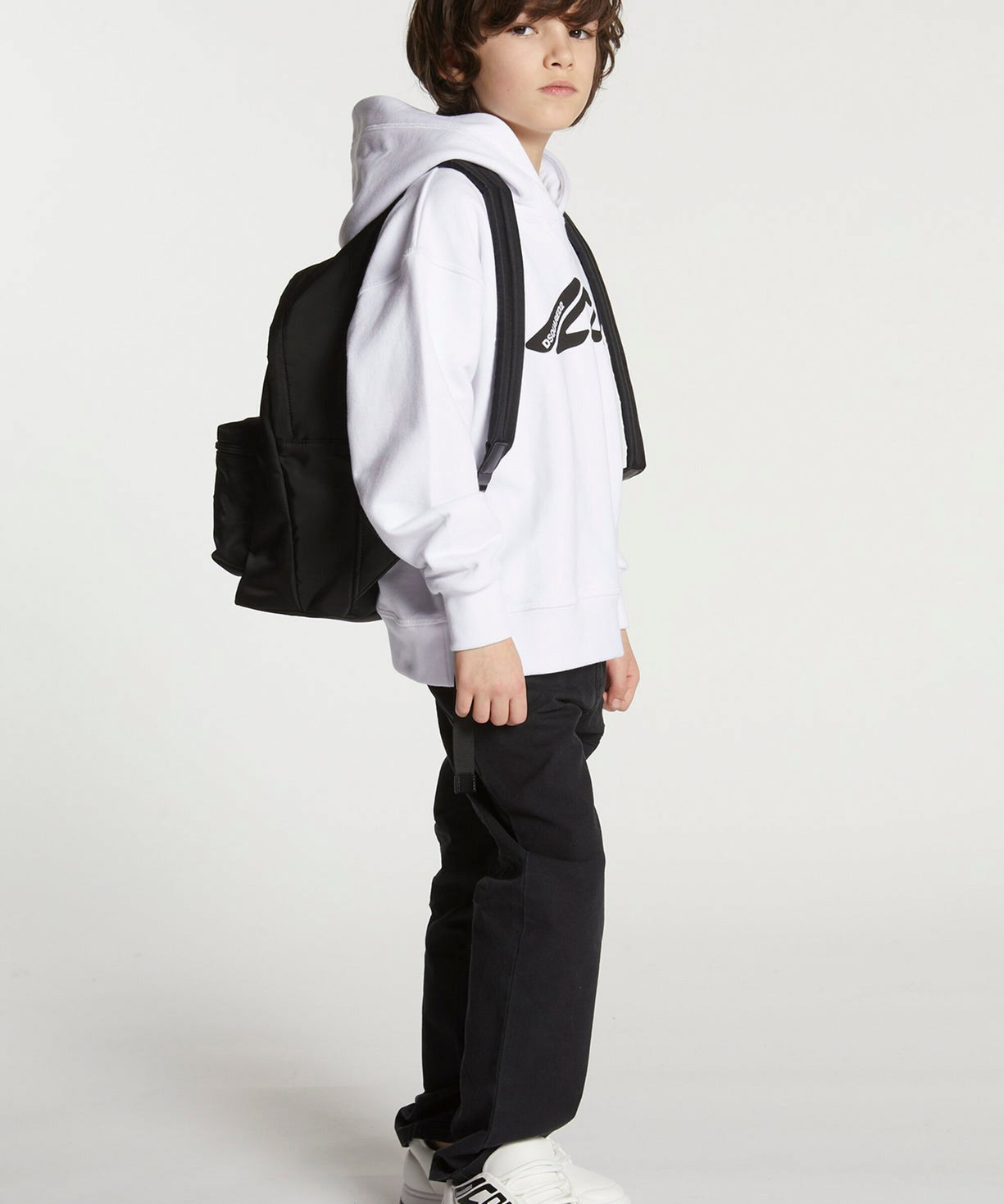 Dsquared2 Kids Felpa Bianca con Cappuccio Stampa ICON per Bambini