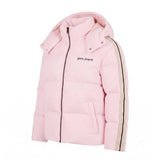 Palm Angels Kids Piumino Rosa con Cappuccio e Bande Laterali per Bambine