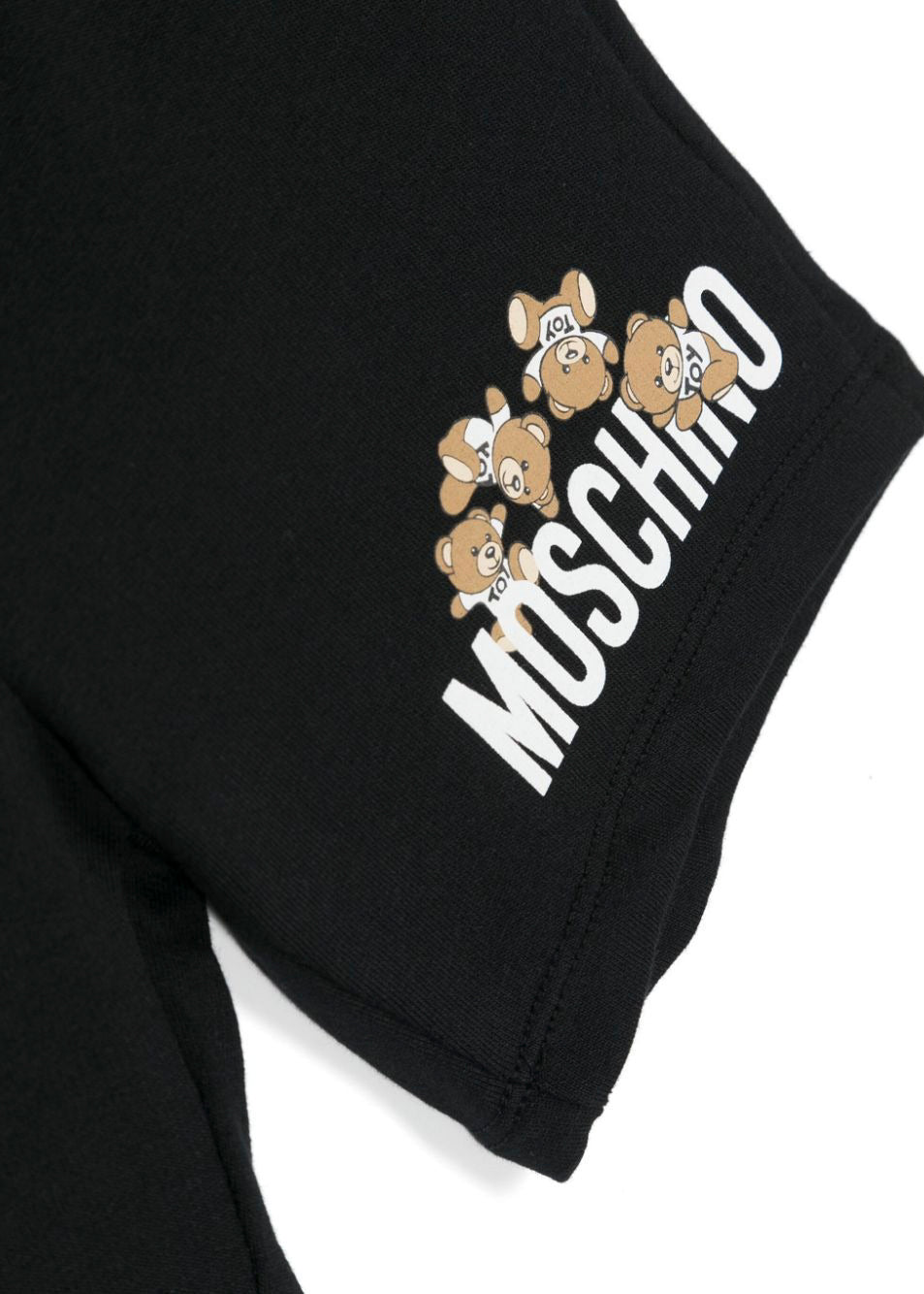 Moschino Kids Short Nero con Logo Teddy Bear per Neonati (dettaglio)