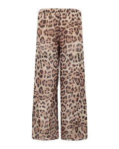 4Giveness Kids Pantalone Palazzo Leopardato in Georgette per Bambine