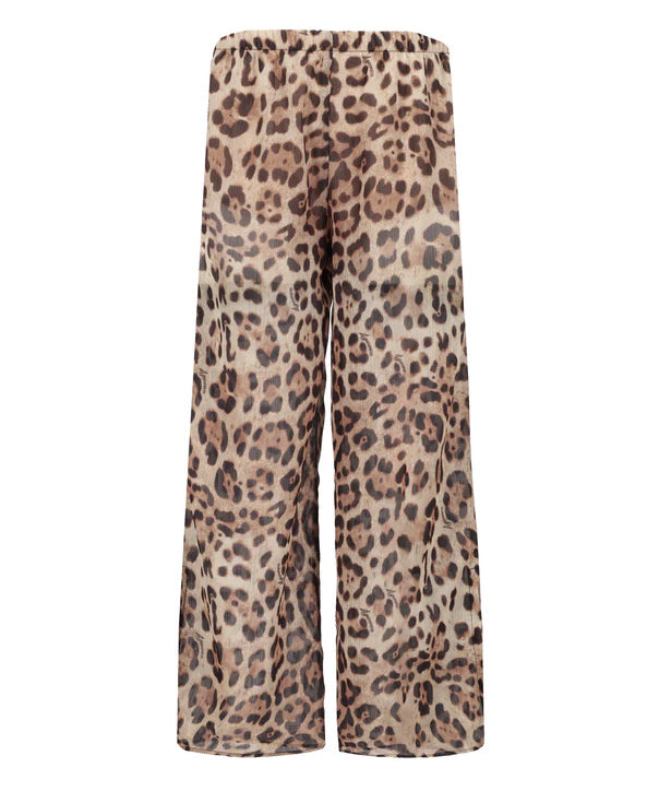 4Giveness Kids Pantalone Palazzo Leopardato in Georgette per Bambine