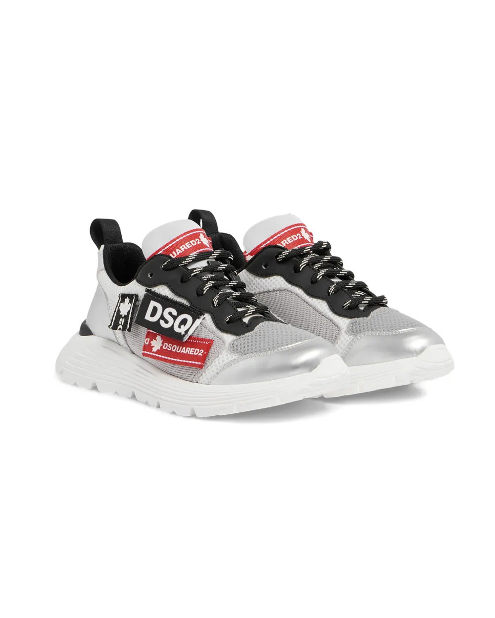 Dsquared2 Kids Sneakers Argento con Logo per Bambini