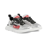 Dsquared2 Kids Sneakers Argento con Logo per Bambini