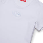 Diesel Kids T-shirt Bianca con Ricamo Oval D per Bambine (dettaglio)