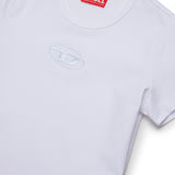 Diesel Kids T-shirt Bianca con Ricamo Oval D per Bambine (dettaglio)