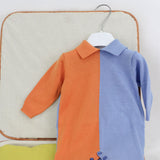 Le Coconne Tutina Azzurro/Arancio per Neonati 