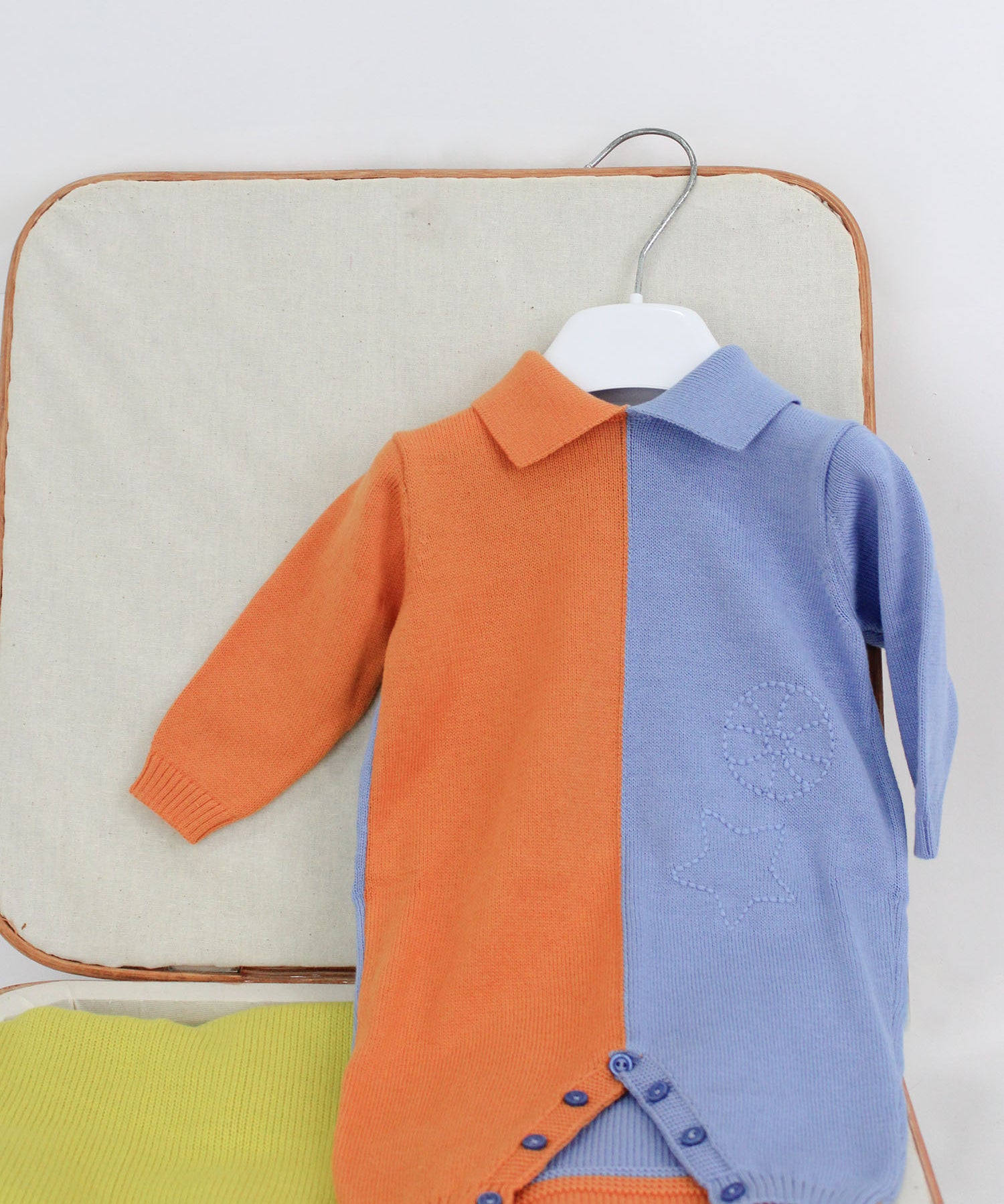 Le Coconne Tutina Azzurro/Arancio per Neonati 