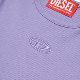 Diesel Kids T-Shirt Lilla a Costine con Logo in Rilievo per Neonate