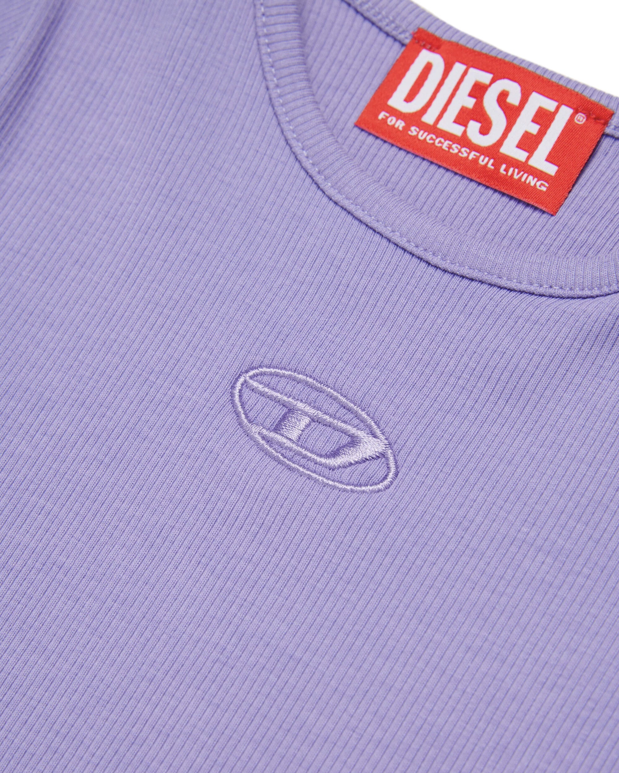 Diesel Kids T-Shirt Lilla a Costine con Logo in Rilievo per Neonate